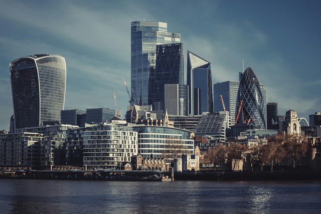 Towers of the City of London on the Thames